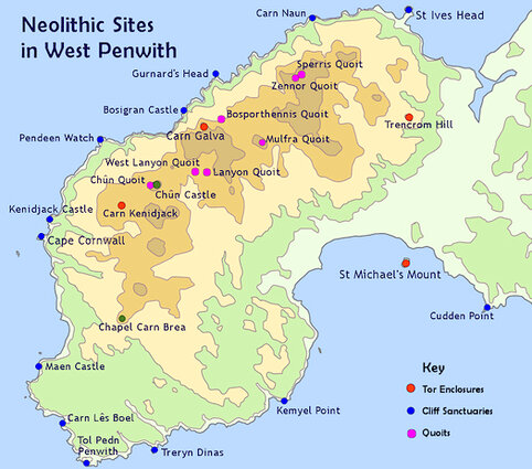 Main Neolithic Sites in West Penwith